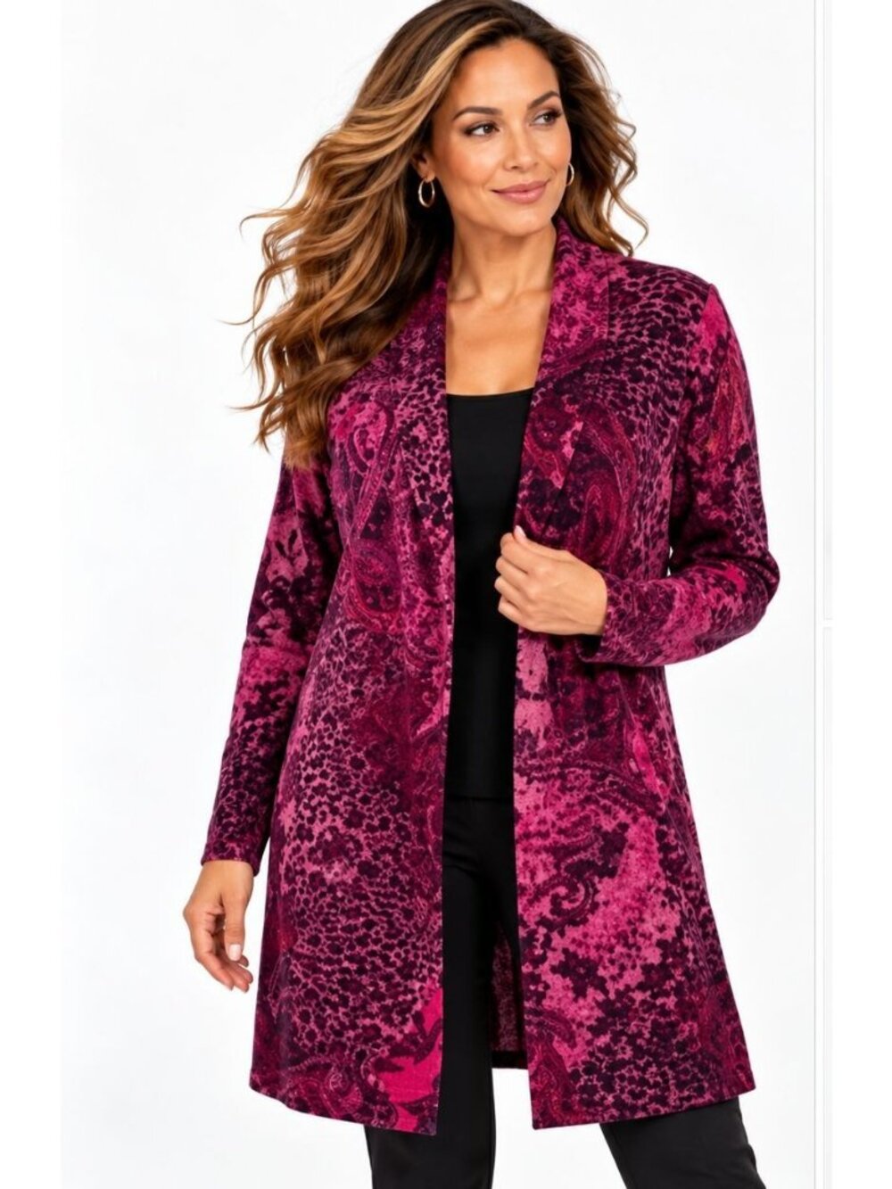 Susan Graver Size XL Purple Blend Long Sleeves Jacket